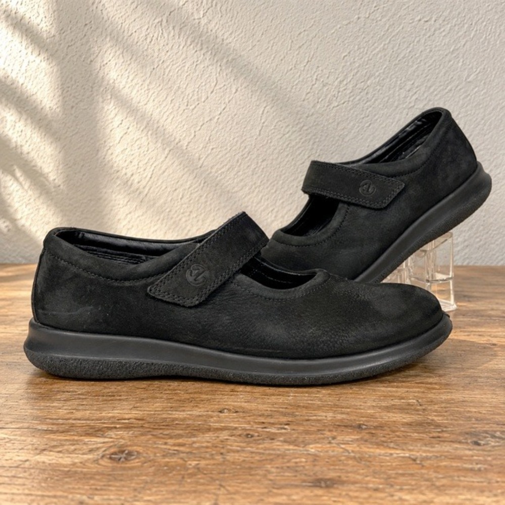 ECCO Soft 2.0 Mary Jane Shoes Womens 40 US 9-9.5 Black Nubuck Leather